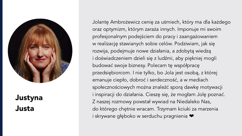 Jolanta Ambrożewicz rekomendacja Justyna